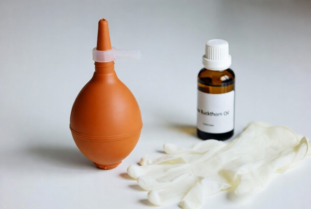 medical enema and gloves